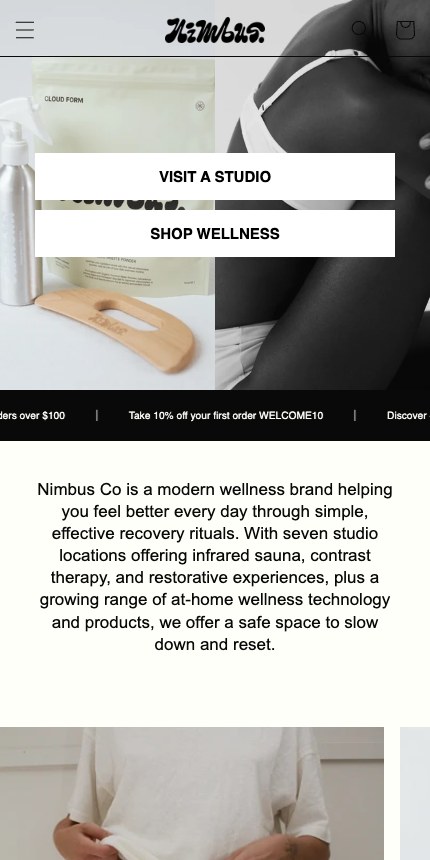 Nimbus Co mobile homepage